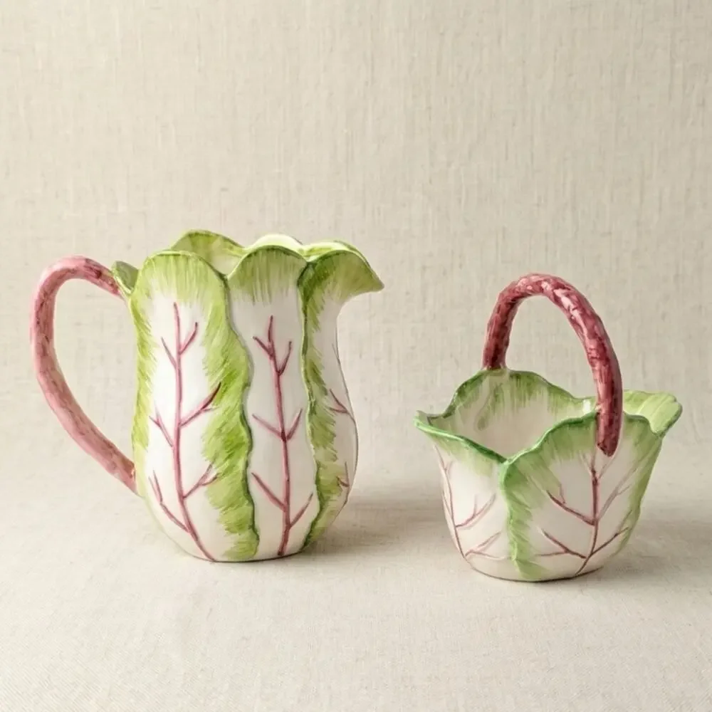 Vintage The Haldon Group Tobacco Leaf Pitcher & Handled Bowl – Hand Painted 1988